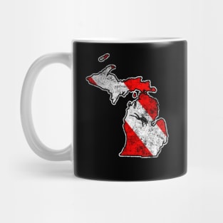 Michigan Dive Flag Scuba Diving State Map Dive Flag Distressed Mug